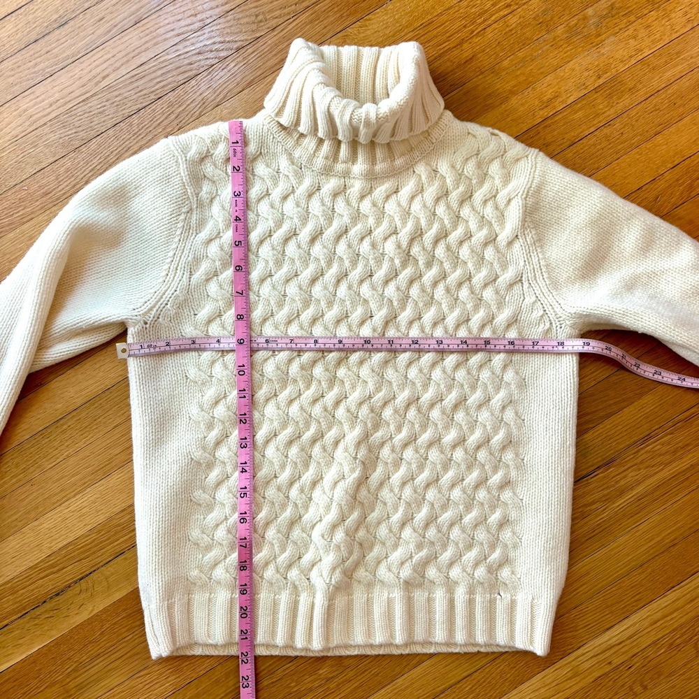 Vintage Field Gear 100% Lambswool Turtleneck Sweater Cream M Fishermancore Cozy - Picture 7 of 8